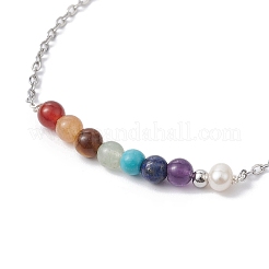 Chakra Theme Natural & Synthetic Mixed Gemstone & Pearl Beaded Bracelets&nbsp;BJEW-JB09946-02
