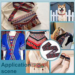 7M Ethnic Style Polyester Rhombus Flower Jacquard Ribbon&nbsp;OCOR-WH0101-05