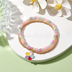 Glass Seed Double Layer Multi-strand Bracelets&nbsp;BJEW-MZ00055-03
