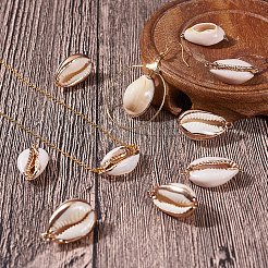 Electroplate Cowrie Shell Links&nbsp;SSHEL-SC0001-01G