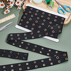 8 Yards Polyester Ribbon with 2-Row Golden Tone Alloy Eyelets&nbsp;SRIB-NB0001-18B
