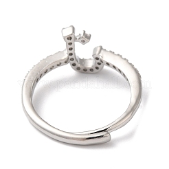 Rack Plating Brass Cubic Zirconia Arabic Letters Adjustable Rings for Women&nbsp;RJEW-S407-10P-14