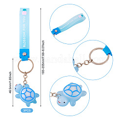 3Pcs PVC Tortoise Pendant Keychains&nbsp;KEYC-TADJ0001-02B
