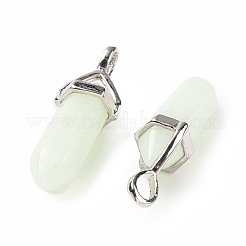 Luminous/Glow Bullet Glass Pointed Pendants&nbsp;GLAA-K058-01P-02