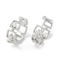 Brass Clear Cubic Zirconia Hoop Earrings&nbsp;EJEW-Q016-02P