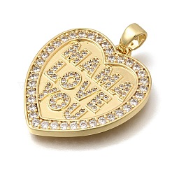 Mother's Day Brass Micro Pave Clear Cubic Zirconia Pendants&nbsp;KK-C255-36G