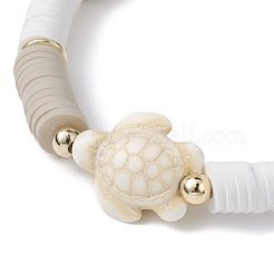 2Pcs 2 Style Synthetic Turquoise Sea Turtle & Seed Beaded Stretch Bracelets Set&nbsp;BJEW-JB09836