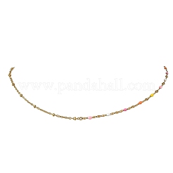 304 Stainless Steel Enamel Dapped Chain & Satellite Chain Necklaces for Women&nbsp;NJEW-JN06519-01