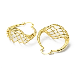 Rack Plating Brass Wire Wrap Mesh Hoo Earrings&nbsp;EJEW-D055-25G