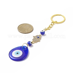 Heart/Hamsa Hand/Teardrop/Flat Round with Evil Eye Lampwork Pendant Keychain&nbsp;KEYC-JKC00439