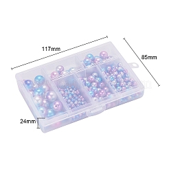497Pcs 5 Style Rainbow ABS Plastic Imitation Pearl Beads&nbsp;OACR-YW0001-07C