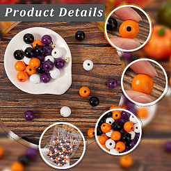 Halloween Theme 5 Strands Spray Painted Natural Wood Beads Strands&nbsp;WOOD-SP0001-02B