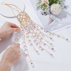Crystal Glass & Iron Hanging Suncatchers&nbsp;HJEW-SP0001-88B