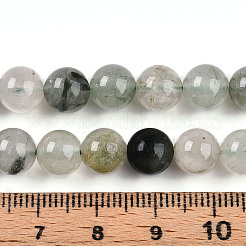 Natural Green Rutilated Quartz Round Beads Strands&nbsp;G-T140-8mm-02