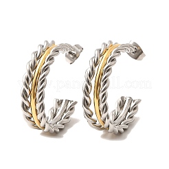 304 Stainless Steel Two Tone Stud Earrings&nbsp;EJEW-F355-02GP-02