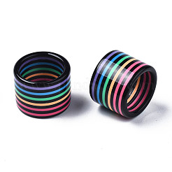 Resin Stripe Pattern Wide Band Finger Ring for Women&nbsp;RJEW-T022-009