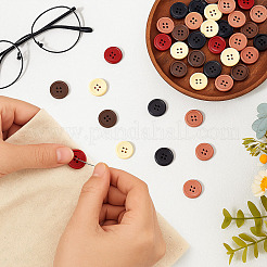 120Pcs 6 Colors 4-Hole Resin Buttons&nbsp;RESI-MA0001-03