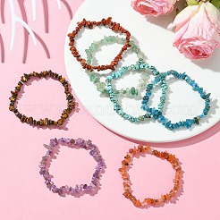 7Pcs 7 Styles Chakra Natural Red Jasper & Red Aventurine & Apatite & Amethyst & Green Aventurine & Tiger Eye&nbsp;BJEW-JB10908