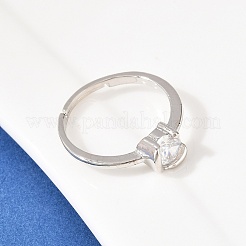 Brass Micro Pave Cubic Zirconia Finger Rings for Women&nbsp;RJEW-B153-02P