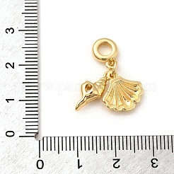 Brass Pave Clear Cubic Zirconia Conch Shell Shape European Dangle Charms&nbsp;KK-C113-02G
