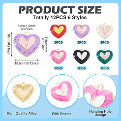 12Pcs 6 Colors Alloy Enamel Pendants&nbsp;FIND-TA0006-63