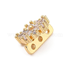 Flower Brass Pave Clear Cubic Zirconia Mutil-Strand Links&nbsp;ZIRC-R021-01D-G