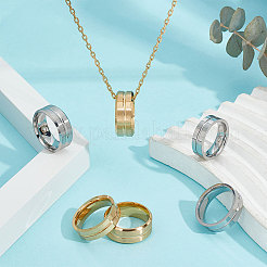 16Pcs 4 Styles 201 Stainless Steel Grooved Line Finger Ring for Women&nbsp;RJEW-UN0002-48