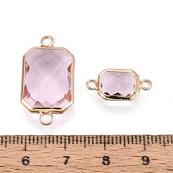 Brass with Glass Links/Connector Charms&nbsp;GLAA-T027-11