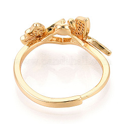 Butterfly Brass Micro Pave Clear Cubic Zirconia Cup Peg Ring Settings&nbsp;KK-T076-20G
