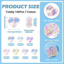 140Pcs 7 Colors Electroplated Transparent Glass Beads Strands&nbsp;GLAA-TA0003-84