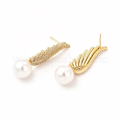 Rack Plating Brass Micro Pave Cubic Zirconia Stud Earrings&nbsp;EJEW-H091-24G