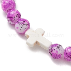 Drawbench & Baking Paint Glass & Synthetic Turquoise Beadeed Stretch Bracelets for Women&nbsp;BJEW-JB13235