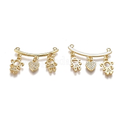 Brass Micro Pave Clear Cubic Zirconia Pendants&nbsp;ZIRC-A011-39G