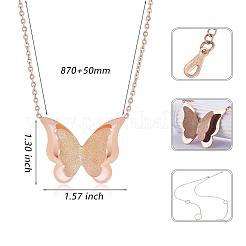Long Chain Necklace with Butterfly Pendant Stainless Steel Rose Gold Sweater Necklace Adjustable Chain Necklace with Circles Ornaments Trendy Neck Jewelry for Women&nbsp;JN1101A
