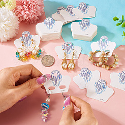100Pcs Feather Printed Paper Jewelry Display Cards&nbsp;CDIS-TA0001-42