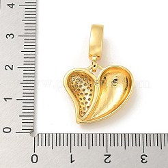 Brass Micro Pave Clear Cubic Zirconia Heart European Dangle Charms&nbsp;KK-U044-03G