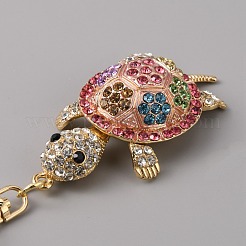 Full Rhinestone Alloy Tortoise Sparkling Charm Keychain&nbsp;KEYC-WH0029-62G