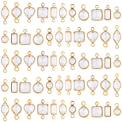 110Pcs 11 Styles Brass Pave Clear Cubic Zirconia Connector Charms&nbsp;KK-BM0001-04