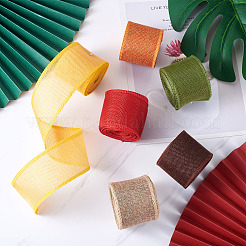 3 Rolls 3 Colors Polyester Imitation Linen Wrapping Ribbon&nbsp;OCOR-YS0001-02A
