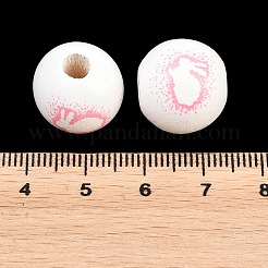 Printed Wood European Beads&nbsp;WOOD-G029-03C