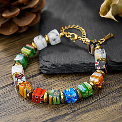 Millefiori Lampwork Beaded Bracelets for Women&nbsp;WGC5980-01