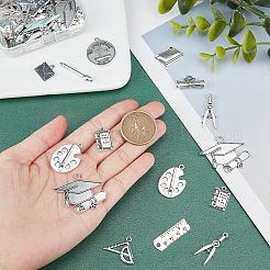 72Pcs 12 Style Graduation Theme Tibetan Style Alloy Pendants&nbsp;TIBE-SC0001-71