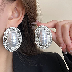 Alloy & Plastic Pearl Stud Earrings&nbsp;WGEF248-02