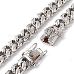 304 Stainless Steel Curb Chains Necklace with Rhinestone Skull for Men Women&nbsp;NJEW-E155-09P