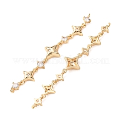 Brass Pave Clear Cubic Zirconia 3 Star Links Connector Charms&nbsp;CU-H003-04G