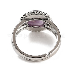 Natural Mixed Stone Round Adjustable Rings&nbsp;RJEW-K271-02P