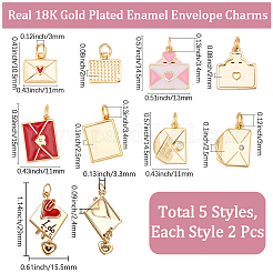 10Pcs 5 Styels Rack Plating Brass Charms with Jump Ring&nbsp;KK-BBC0023-59