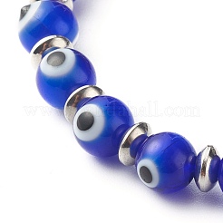 Handmade Evil Eye Lampwork Beaded Stretch Bracelets&nbsp;BJEW-JB06466-01