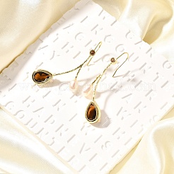 Natural Pearl Dangle Earring&nbsp;EJEW-L099-12G