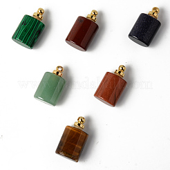 Natural & Synthetic Mixed Gemstone Openable Perfume Bottle Pendants&nbsp;G-R478-002-G